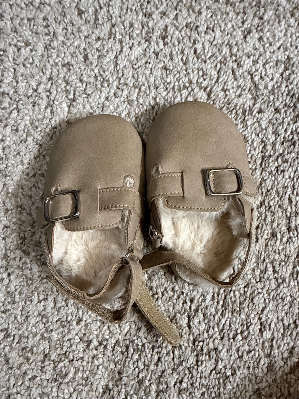 Baby Suede-Look Brown Fur-Lined Shoes
